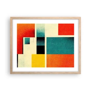 Poster în ramă de stejar deschis - Abstracție geometrică - energie bună - 50x40 cm