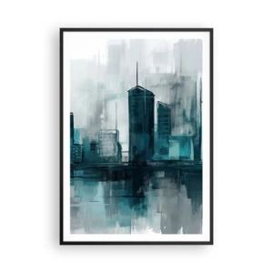 Poster în ramă neagră - Un oraș de culoarea ploii - 70x100 cm