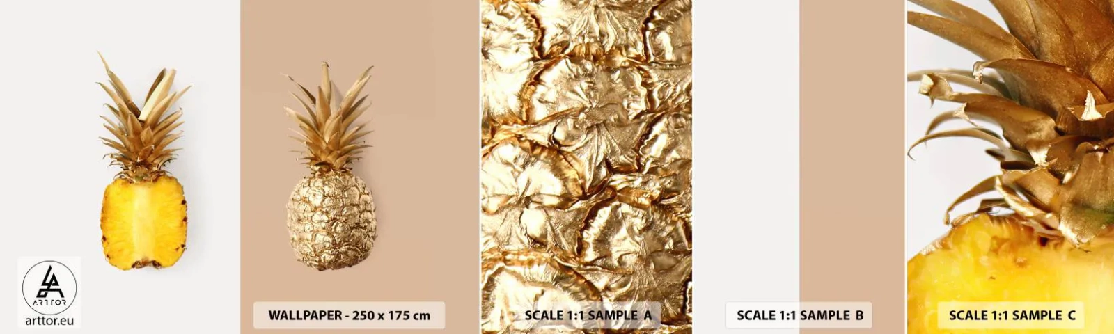 Mostră tapet autocolant Deluxe Sticker - Ananas de împărțit - Ananas, Fructe, Desert - 100x30 cm