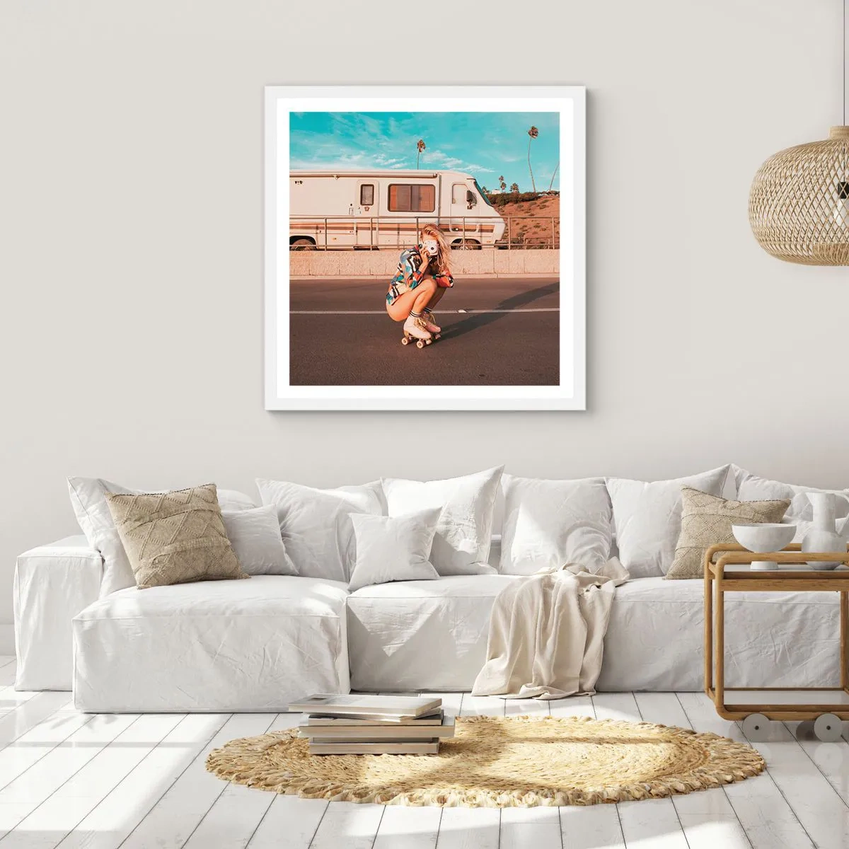 Poster în ramă albă - Zâmbiți, vă rog! - 60x60 cm