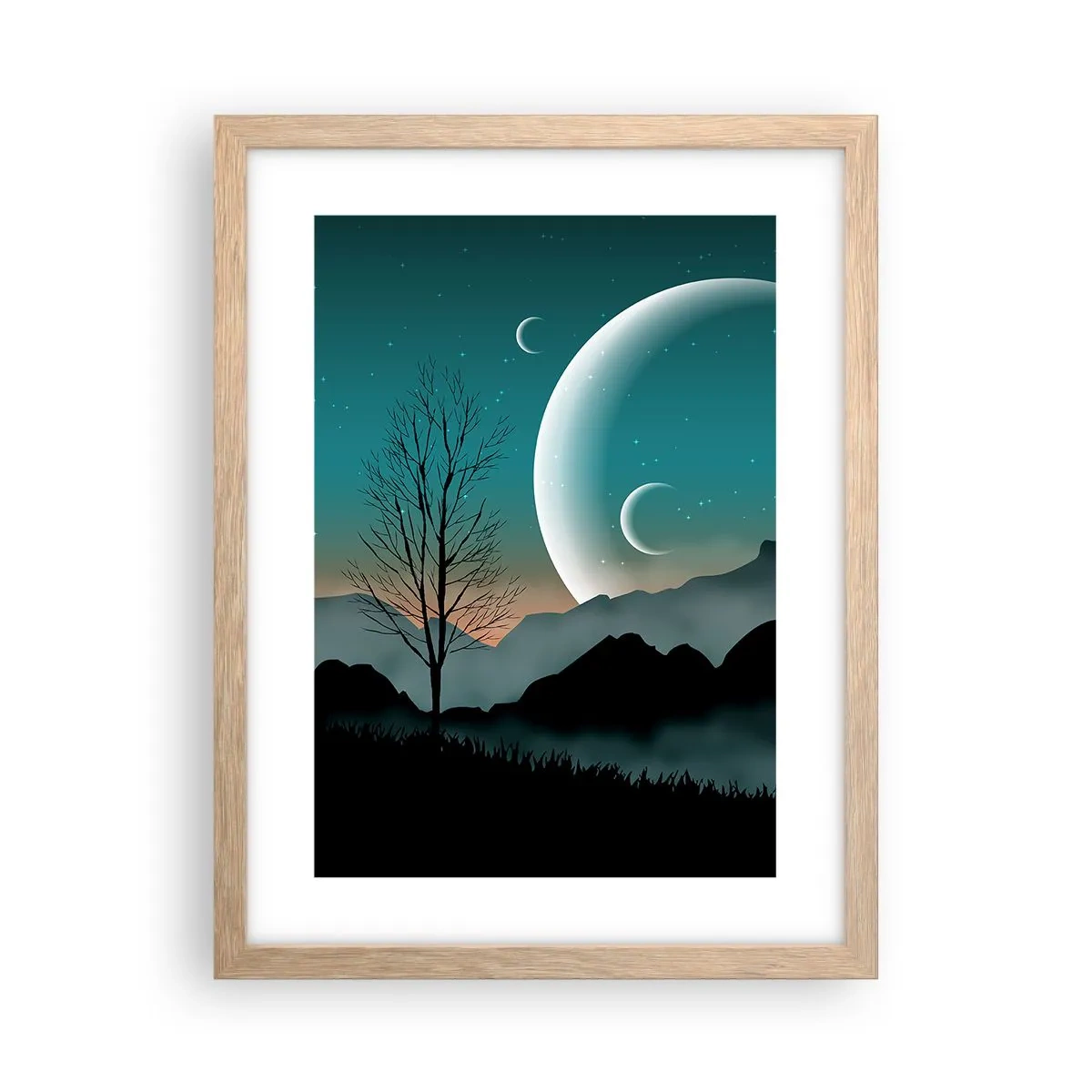 Poster în ramă de stejar deschis - Carnavalul unei nopți înstelate - 30x40 cm