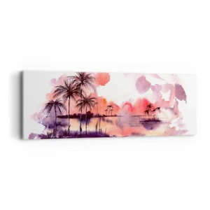 Tablou pe pânză - Liniștea tropicelor în roșu - 90x30 cm