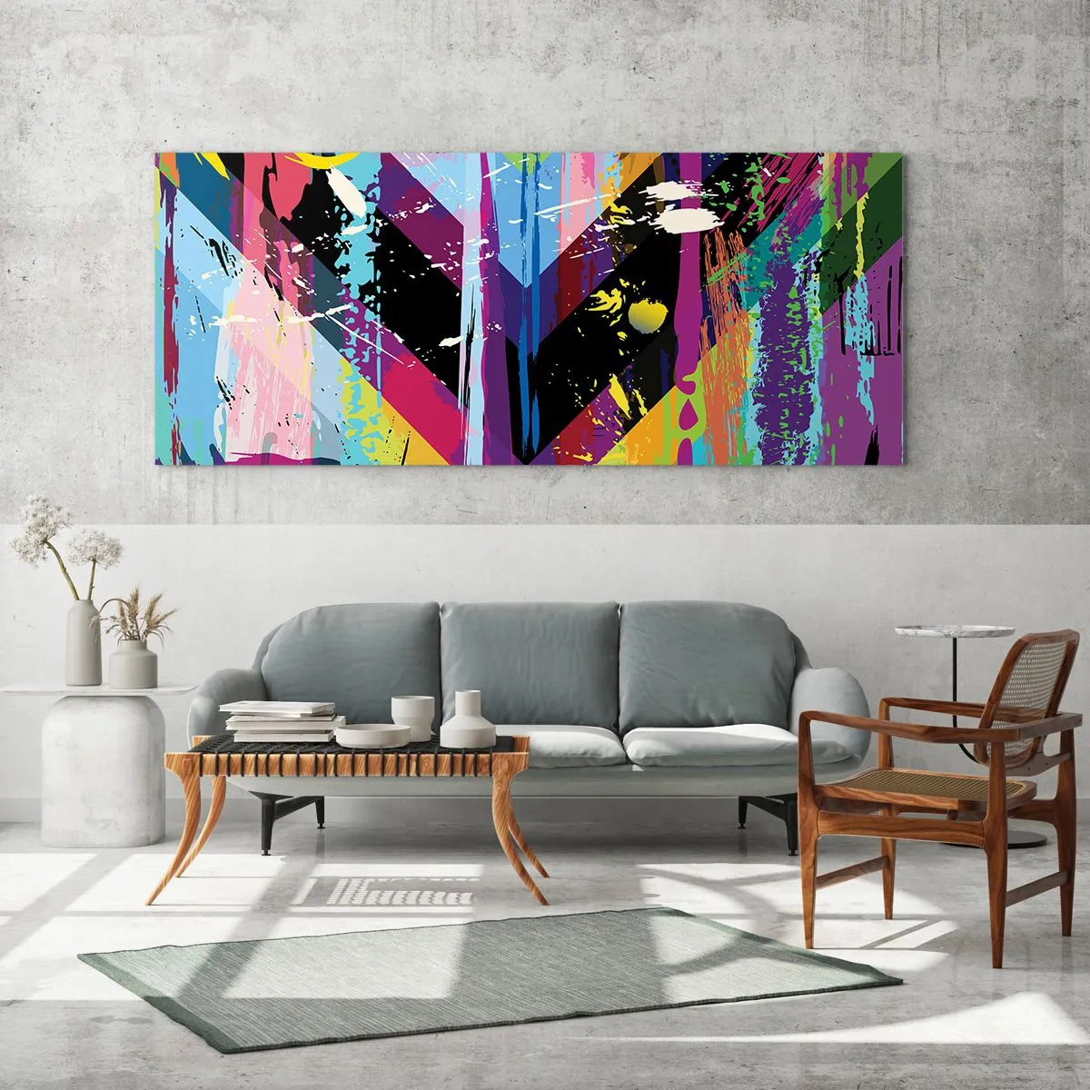 Tablou pe sticlă - De sus în jos - 100x40 cm
