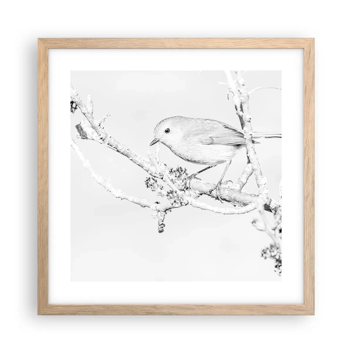 Poster în ramă de stejar deschis - Dimineață de iarnă - 40x40 cm