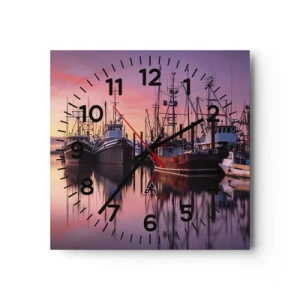 Ceas de perete - Ceas pe sticlă - Înainte de o zi plină - 40x40 cm