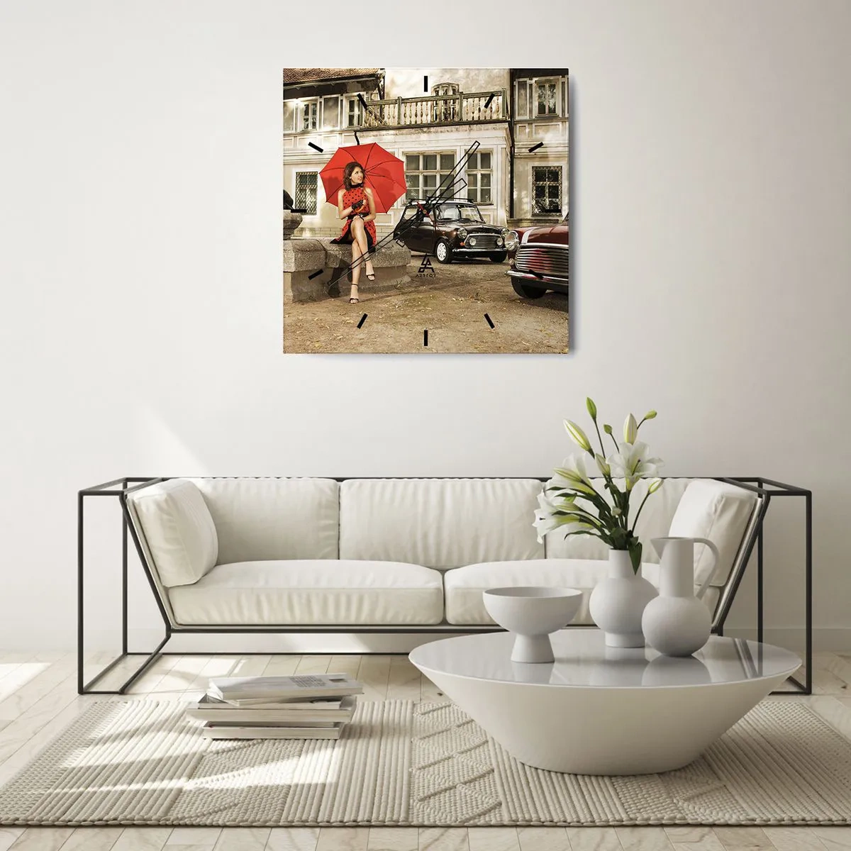 Ceas de perete - Ceas pe sticlă - O mini-călătorie sentimentală - 40x40 cm