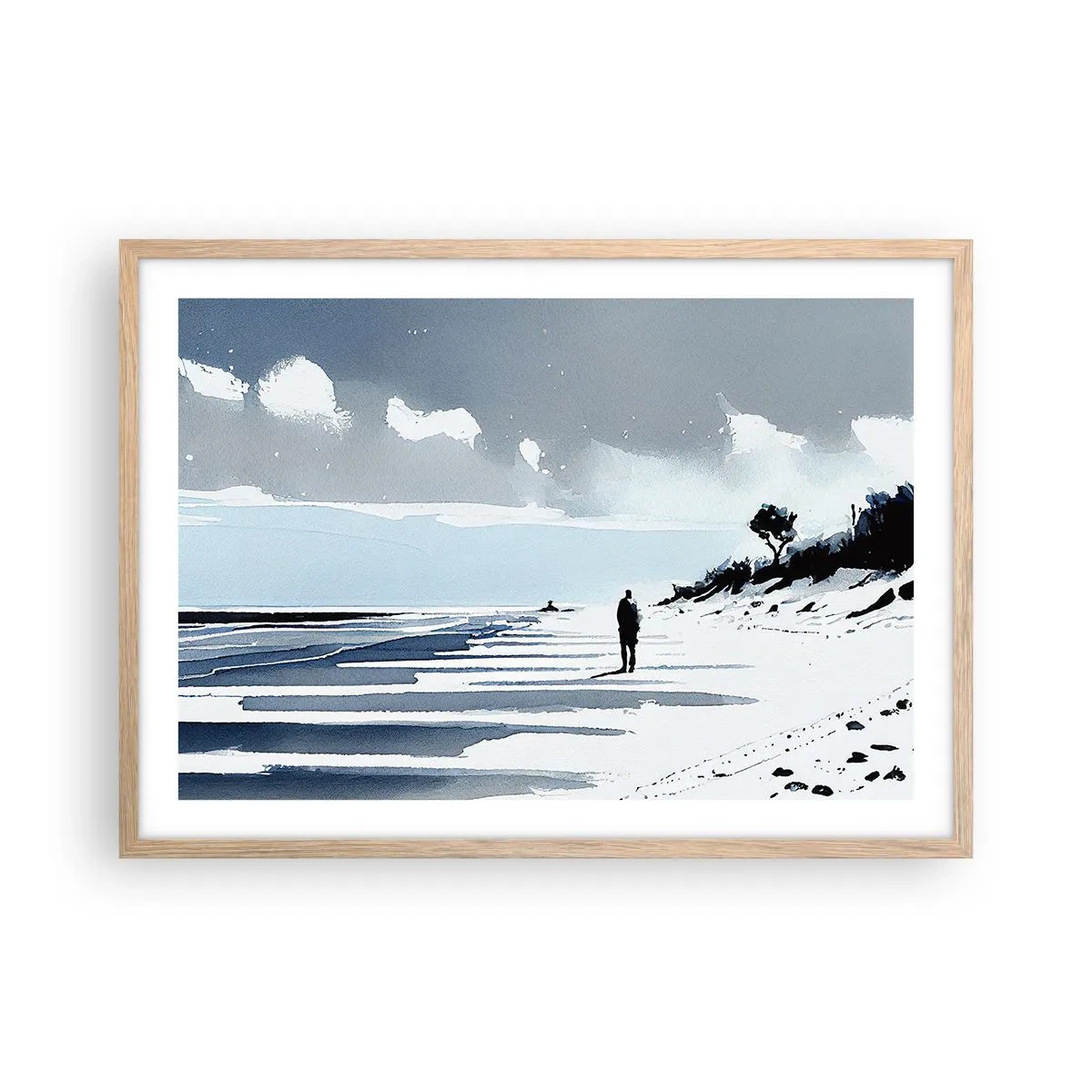 Poster în ramă de stejar deschis - Singuratic - 70x50 cm