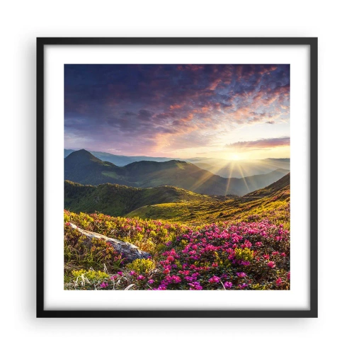 Poster în ramă neagră - Prospețimea unei dimineți de munte - 50x50 cm