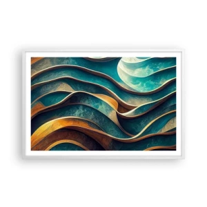 Poster în ramă albă - Meandre de albastru - 91x61 cm