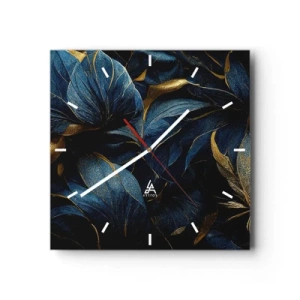 Ceas de perete - Ceas pe sticlă - Căptușită cu aur - 40x40 cm