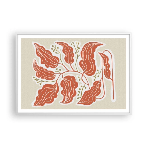 Poster în ramă albă - Folk și coral - 100x70 cm