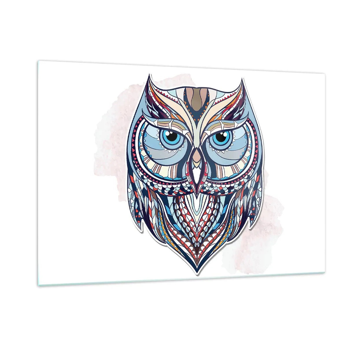 Tablou pe sticlă - Bufniță ornamentală artistică - 120x80 cm