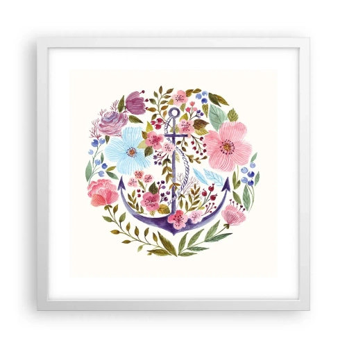 Poster în ramă albă - Somnul bun al marinarului - 40x40 cm