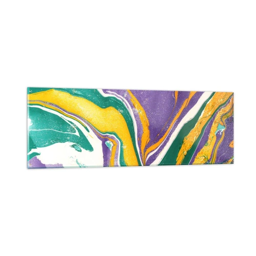 Tablou pe sticlă - Valuri de culoare - 90x30 cm