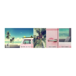 Mostră tapet Premium Sand - Să înceapă vacanța - Peisaj, plajă, Surfing - 100x30 cm