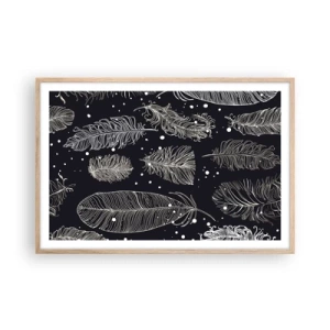 Poster în ramă de stejar deschis - Dantelă cu pene - 91x61 cm