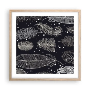 Poster în ramă de stejar deschis - Dantelă cu pene - 50x50 cm