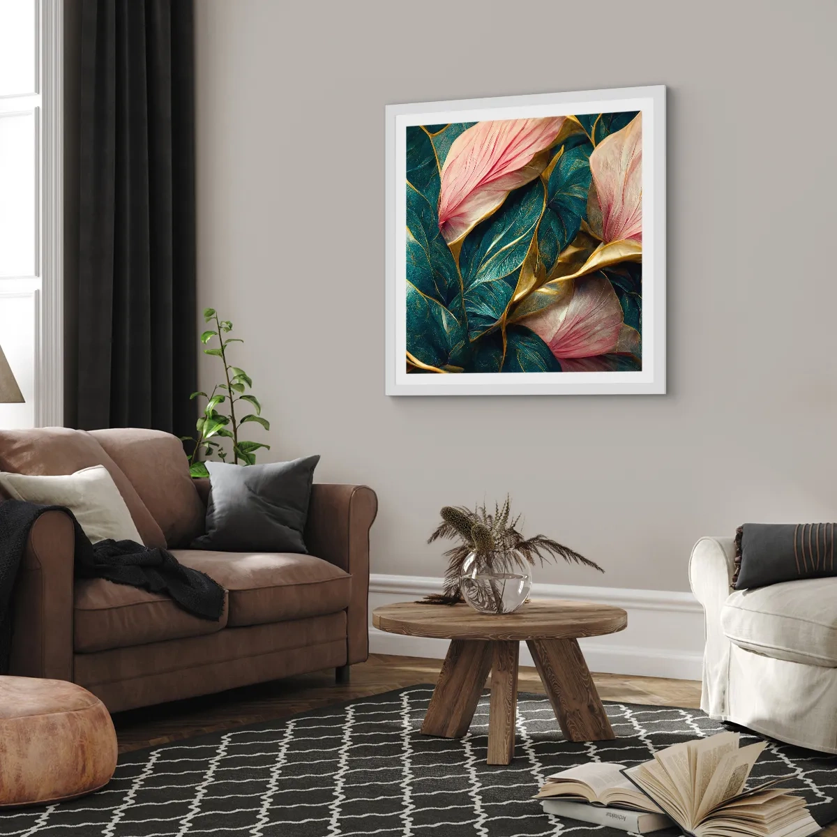 Poster în ramă albă - Eleganța naturală și stil - 30x30 cm