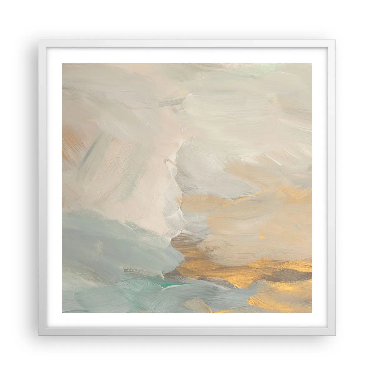 Poster în ramă albă - Abstracție - lumea blândeții - 60x60 cm