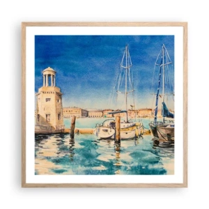 Poster în ramă de stejar deschis - Laguna însorită - 60x60 cm