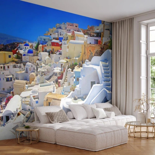 Tapet Autoadeziv Deluxe Sticker - Visând la o vară grecească - Arhitectură, Peisaj, Santorini - 400x280 cm