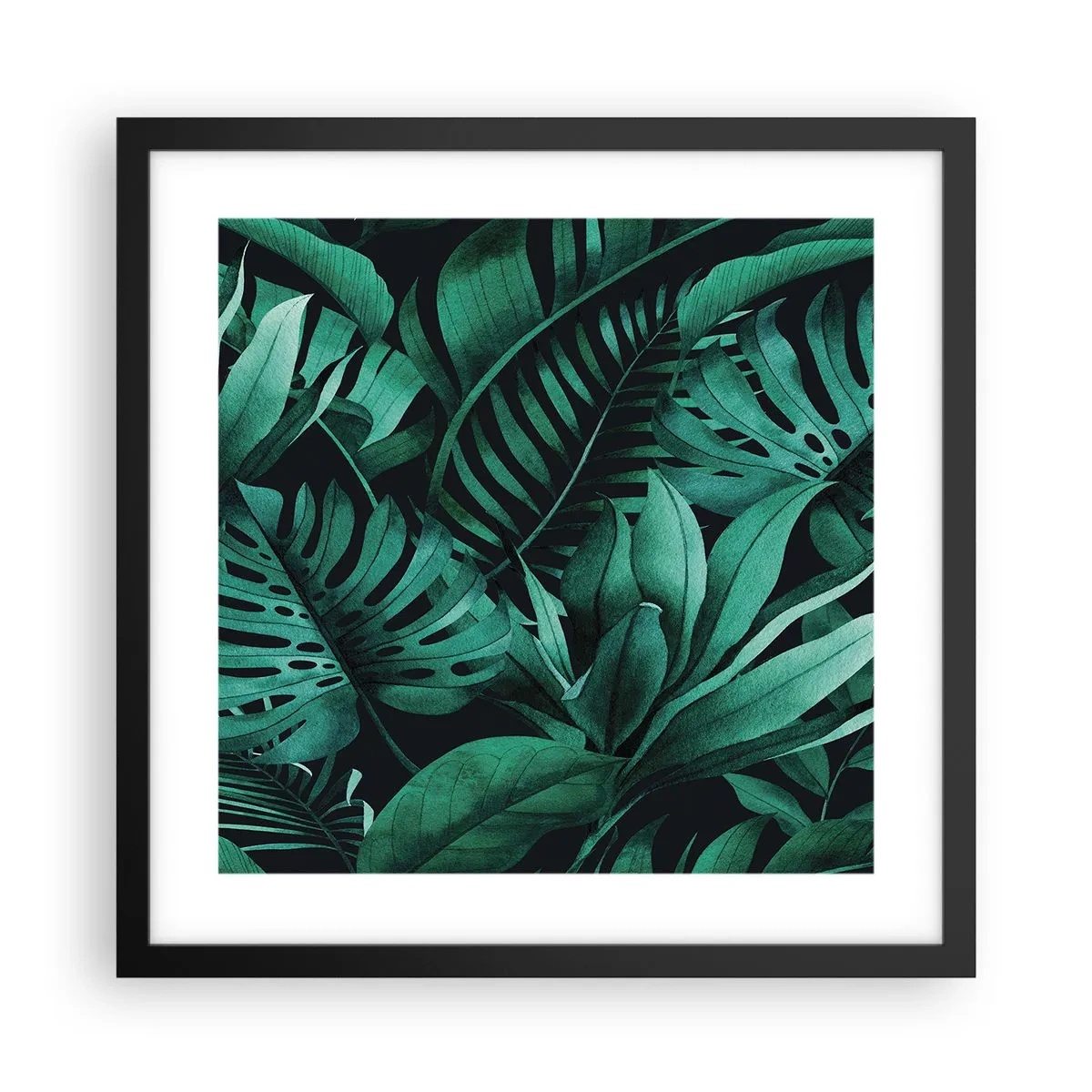 Poster în ramă neagră - Profunzimea verdelui tropical - 40x40 cm
