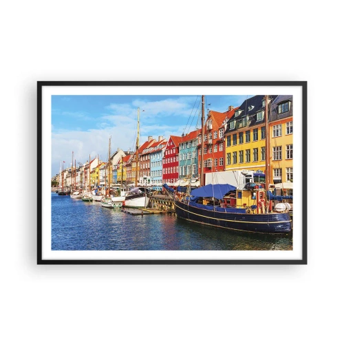 Poster în ramă neagră - Portul vesel - 91x61 cm