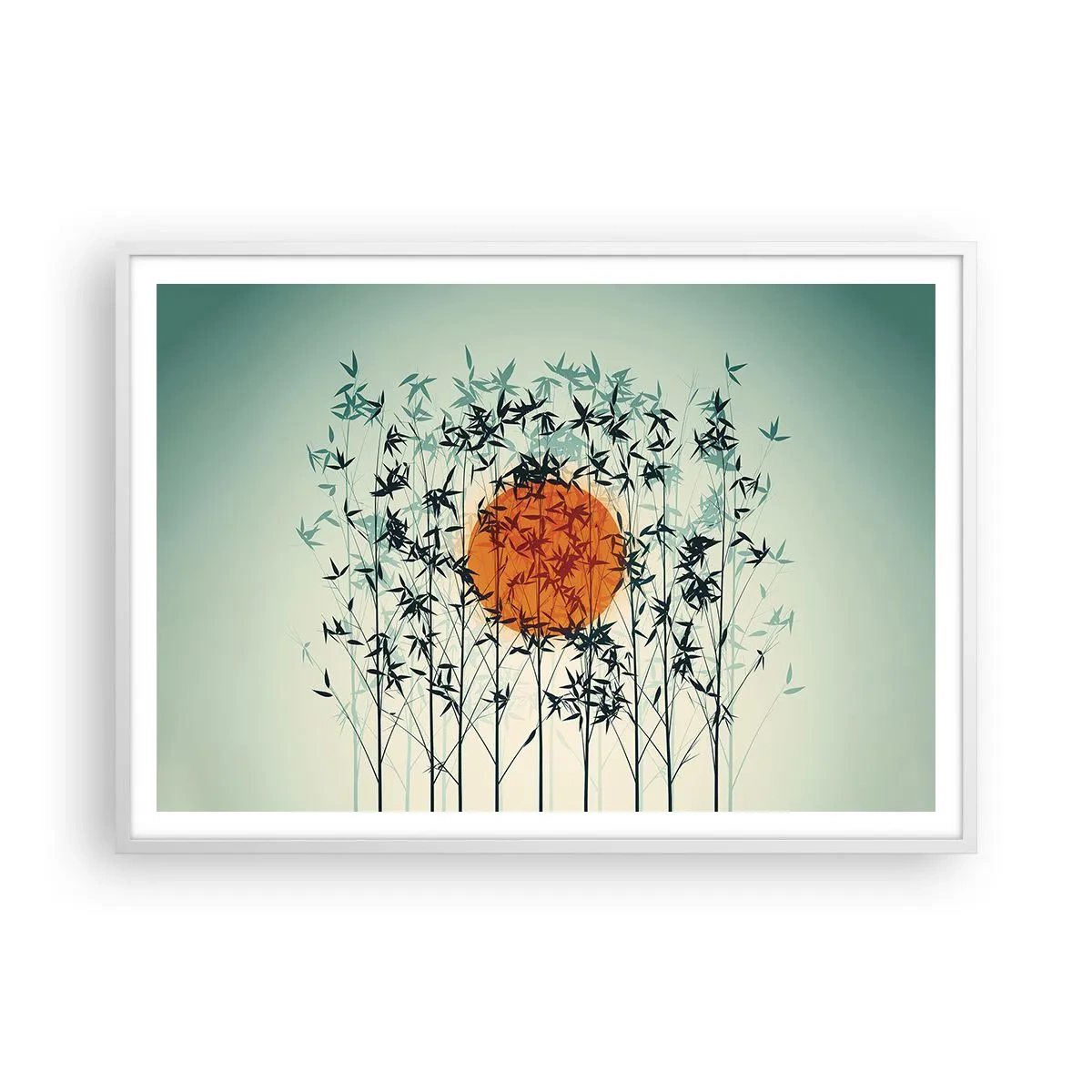 Poster în ramă albă - Soarele japonez - 100x70 cm