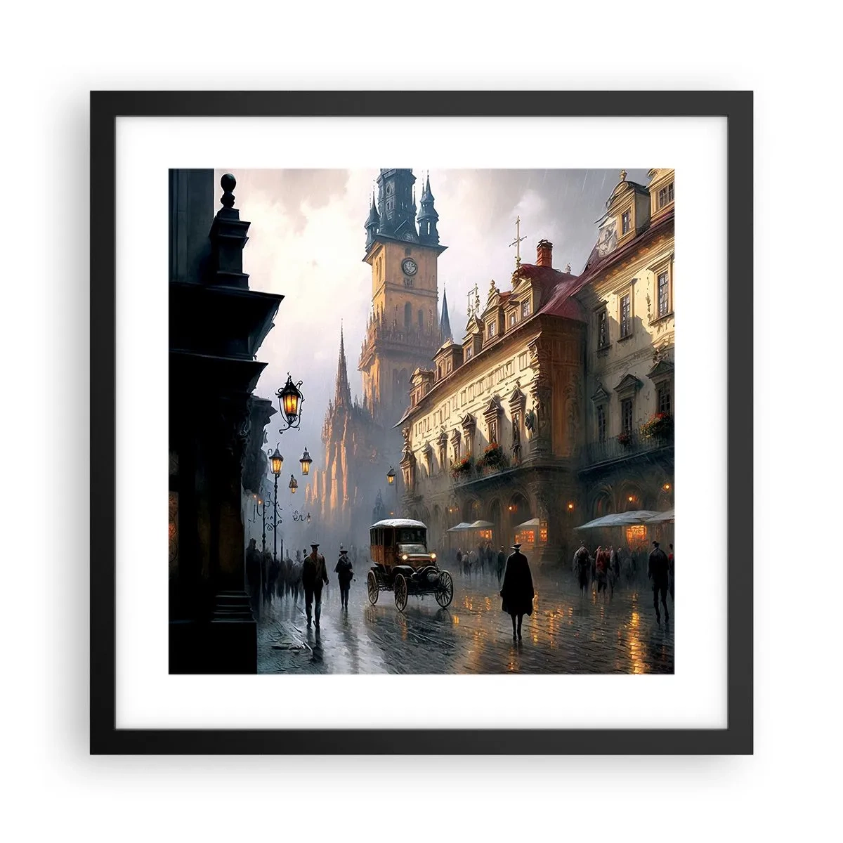Poster în ramă neagră - Magia unei seri la Praga - 40x40 cm