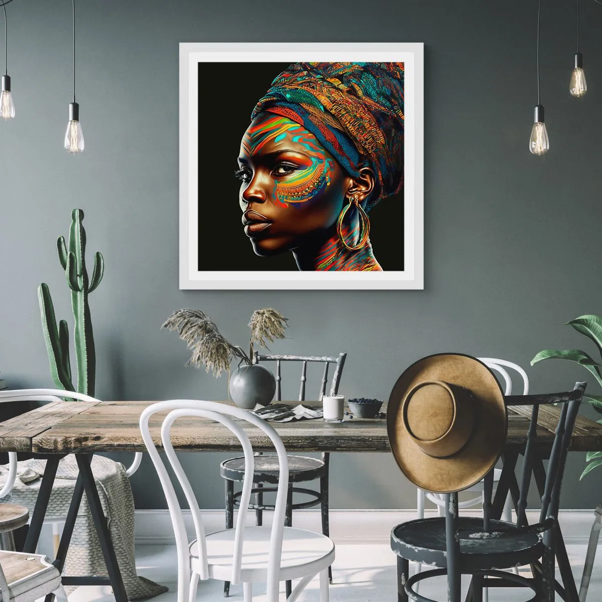 Poster în ramă albă - Regina africană - 50x50 cm