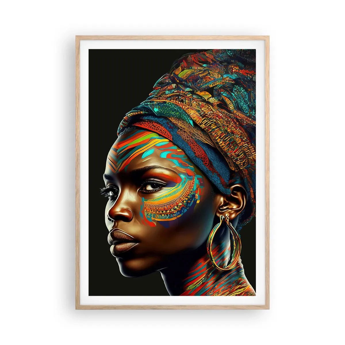 Poster în ramă de stejar deschis - Regina africană - 70x100 cm