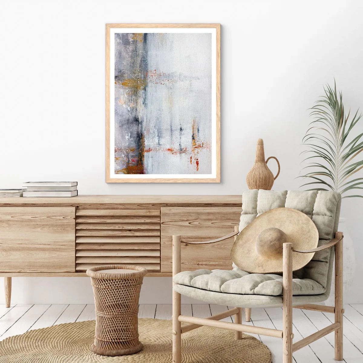 Poster în ramă de stejar deschis - În spatele cortinei de aer - 70x100 cm