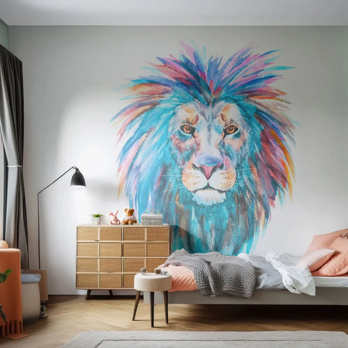Tapet Autoadeziv Deluxe Sticker - Aură electrizantă - Animale, Leu, Abstracția - 450x315 cm