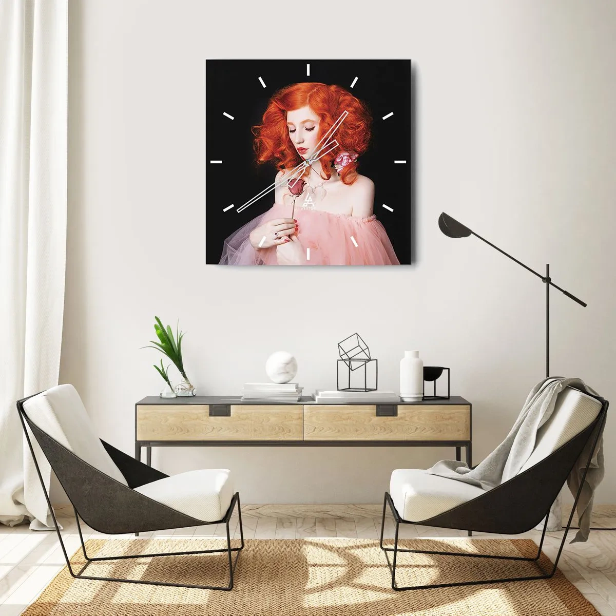 Ceas de perete - Ceas pe sticlă - În stil baroc - 40x40 cm