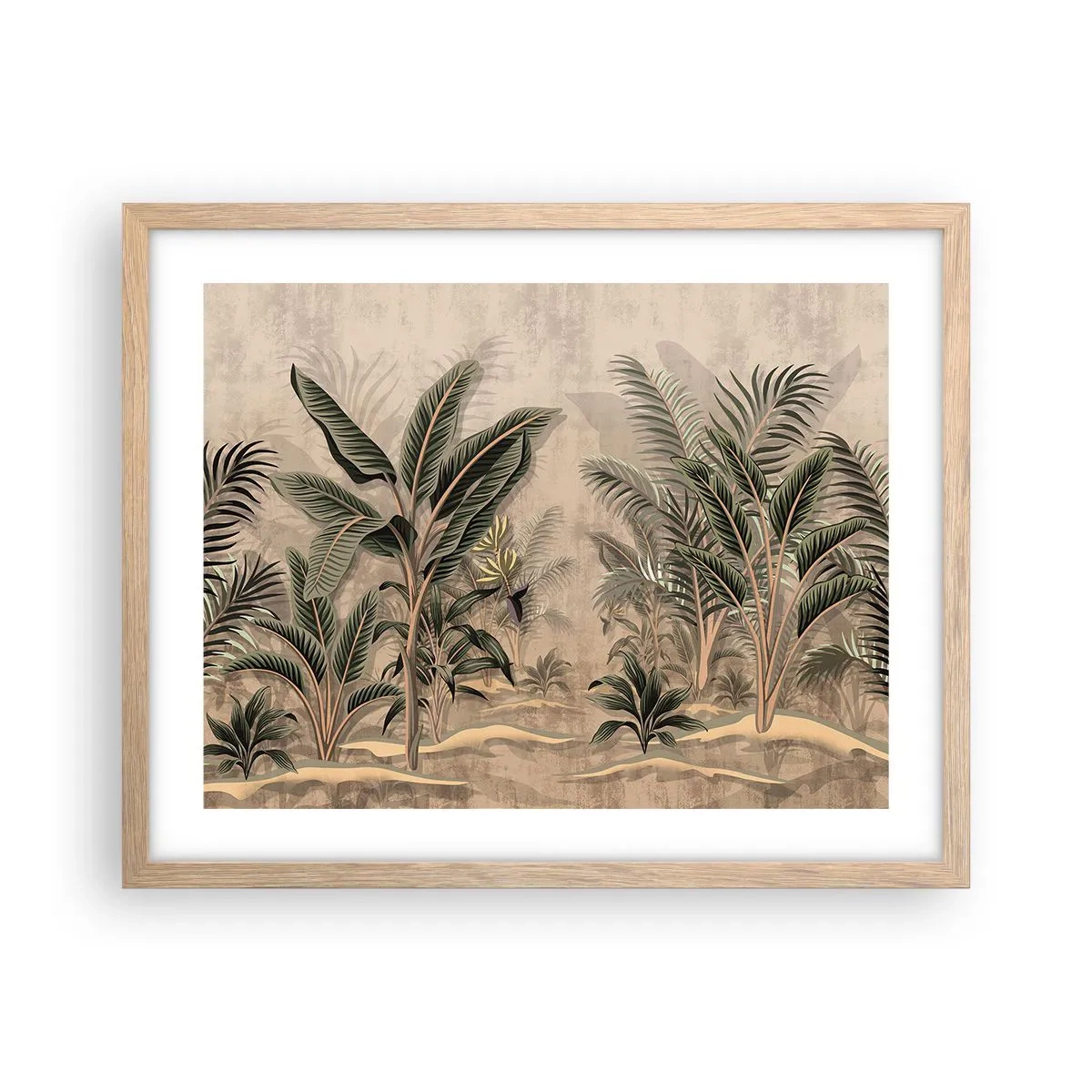 Poster în ramă de stejar deschis - Gravură în stil colonial - 50x40 cm