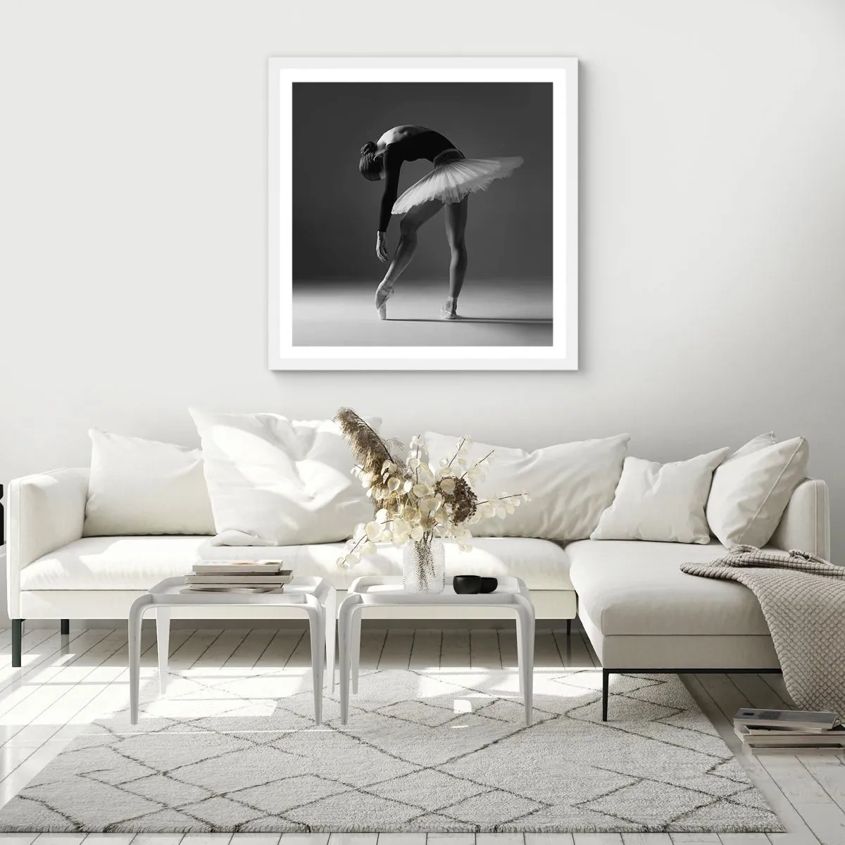 Poster în ramă albă - Bella balerina - 40x40 cm