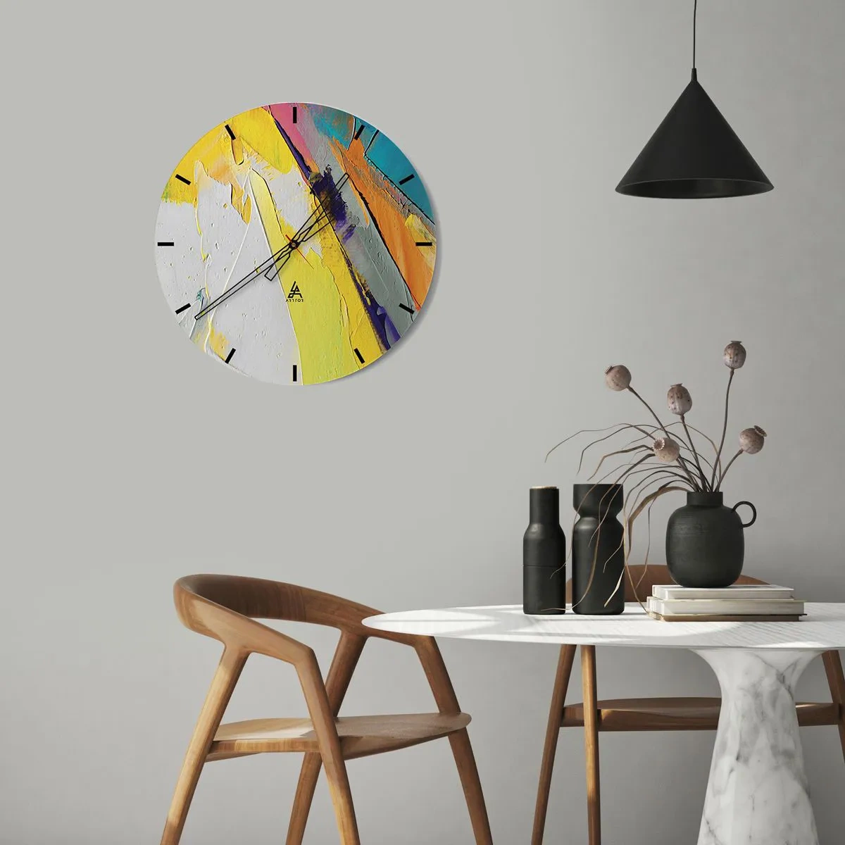 Ceas de perete - Ceas pe sticlă - Anatomia luminii - 30x30 cm