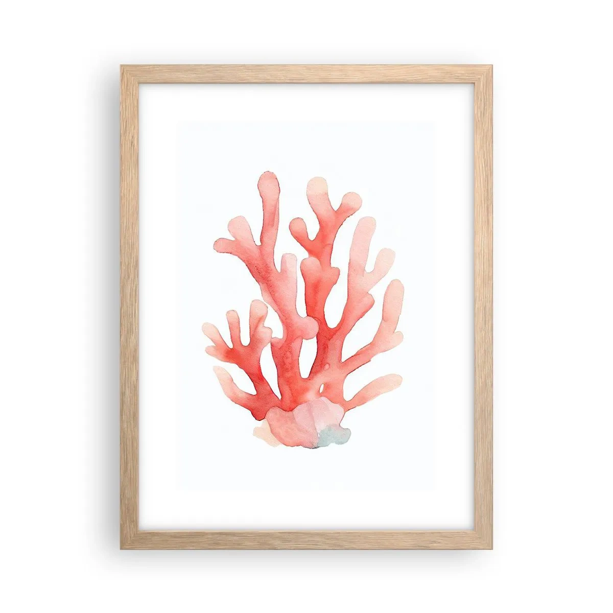 Poster în ramă de stejar deschis - Culoare de coral - 30x40 cm