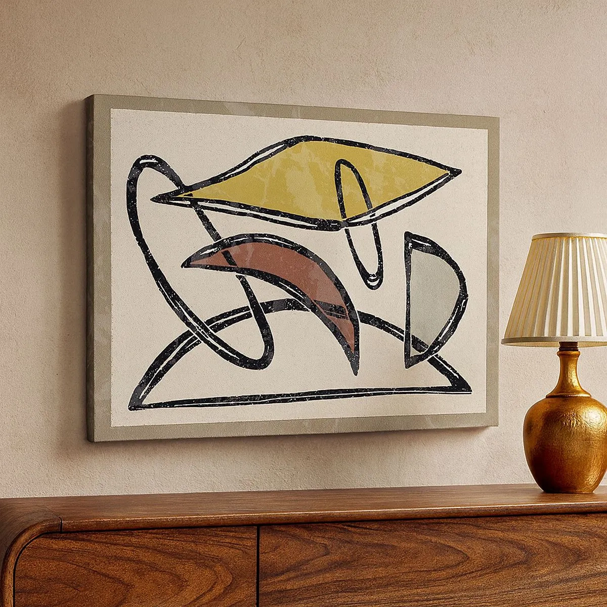 Tablou pe pânză Canvas - Abstracție cu forme geometrice și culori discrete - 70x50cm - Vertical și orizontal - Decorațiune modernă pentru perete pentru living și dormitor ARTTOR