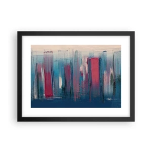 Poster în ramă neagră - Compoziție verticală în albastru și roșu - 40x30 cm