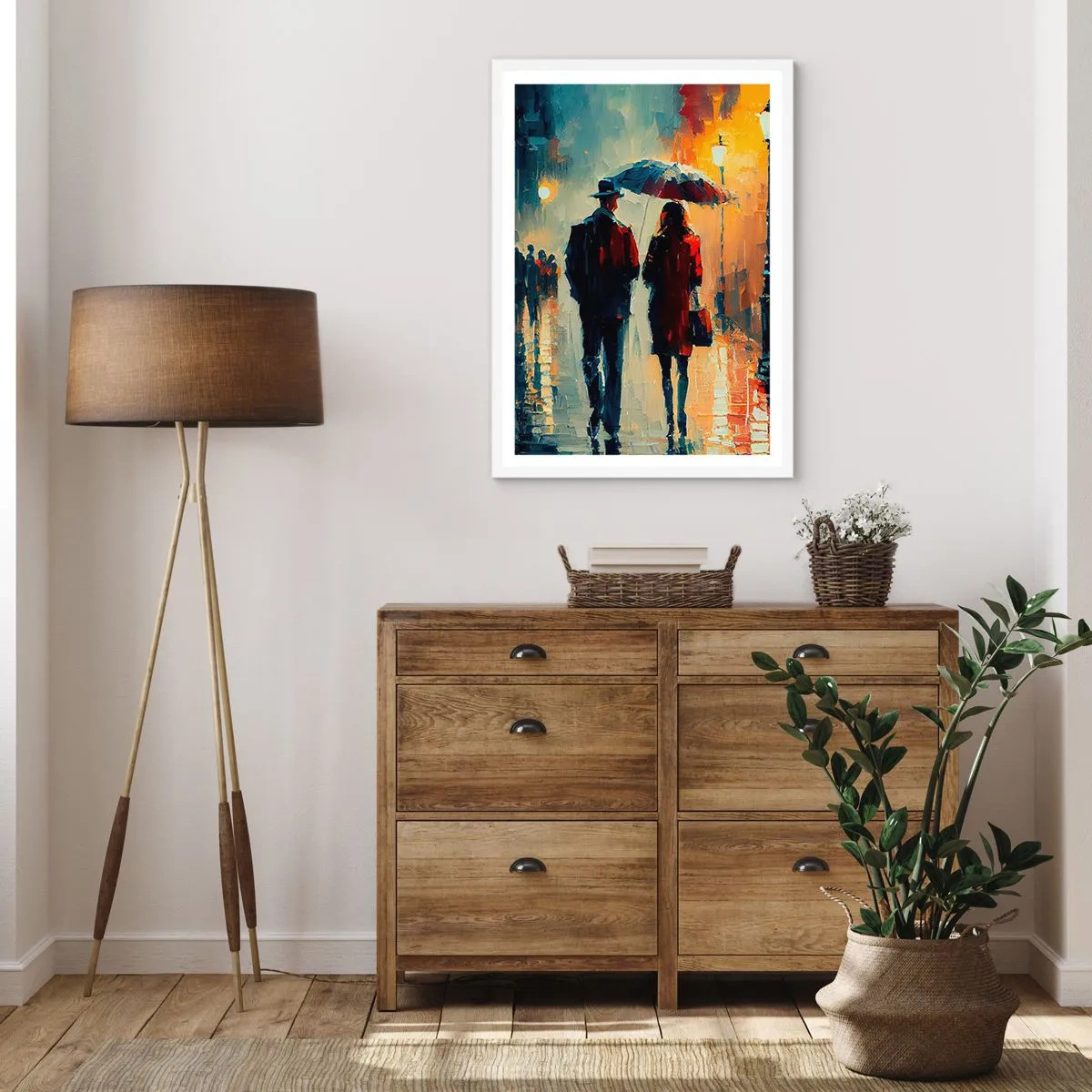 Poster în ramă albă - Poveste de dragoste urbană - 50x70 cm