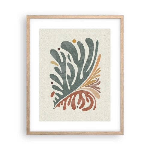 Poster în ramă de stejar deschis - Frunză multicoloră - 40x50 cm