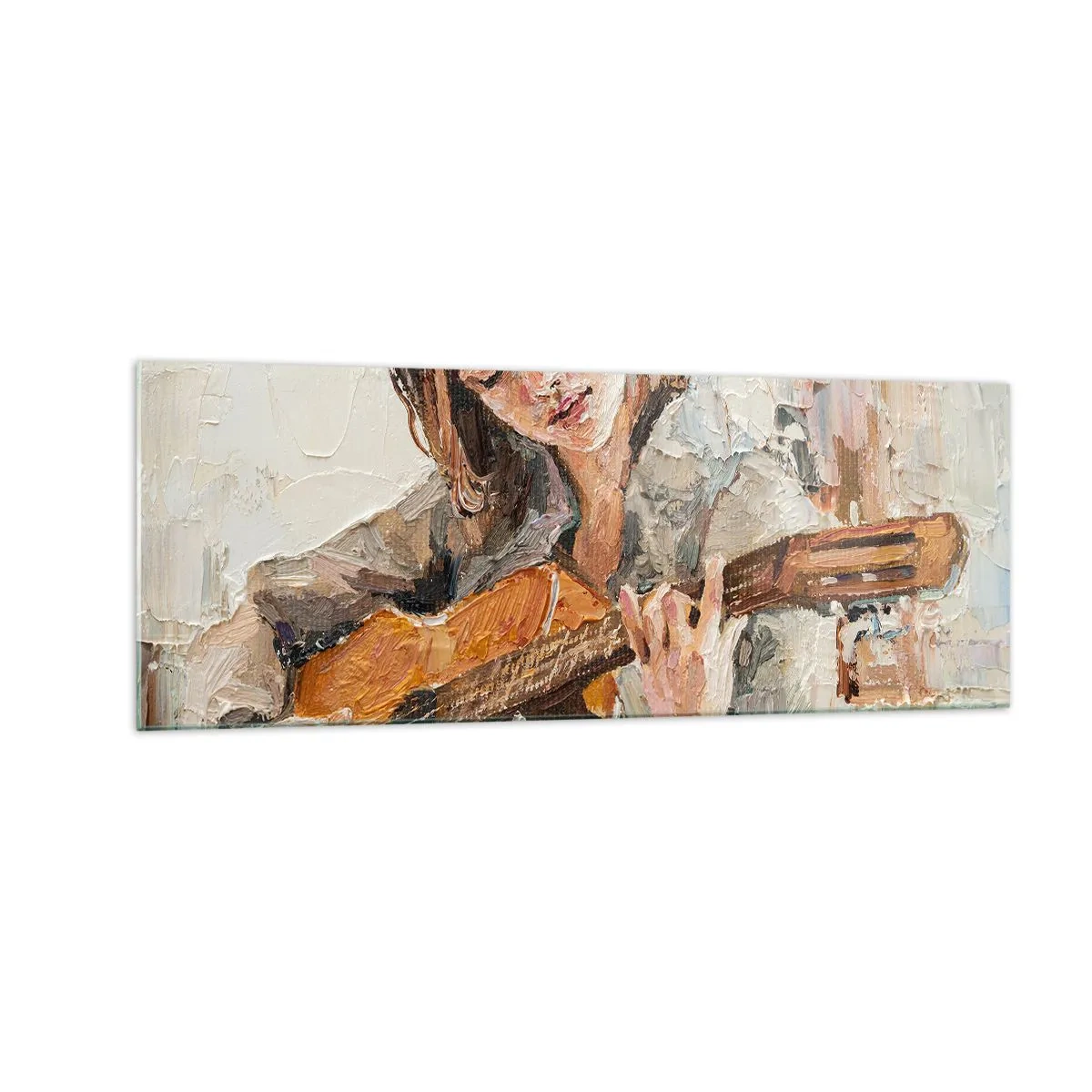 Tablou pe sticlă - Concert pentru chitară și inima unei fete - 140x50 cm