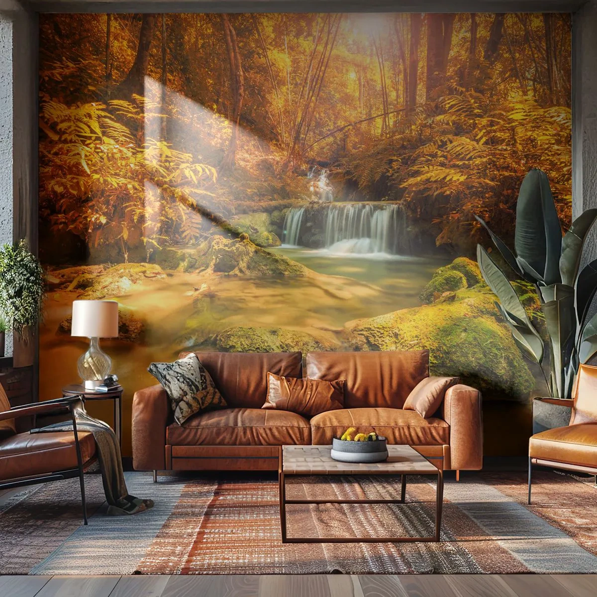 Tapet Standard Eco - Cascadă de pădure în aur - Peisaj, Cascadă, Tailanda - 200x140 cm