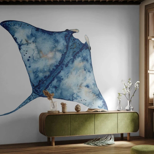 Tapet Premium Sand - Viața în albastru - Stingray, Peşte, Stil de litoral - 450x315 cm