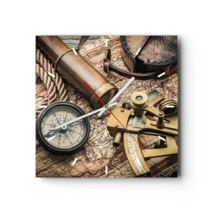 Ceas de perete - Ceas pe sticlă - Stabilește cursul - 30x30 cm