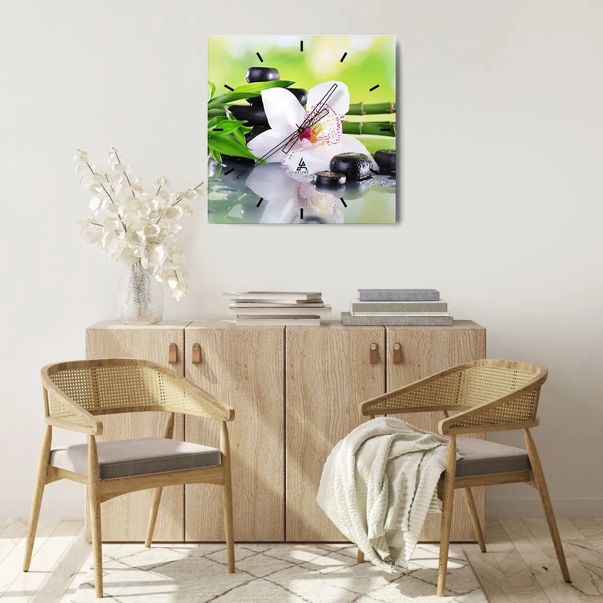 Ceas de perete - Ceas pe sticlă - Prospețime răcoroasă - 40x40 cm