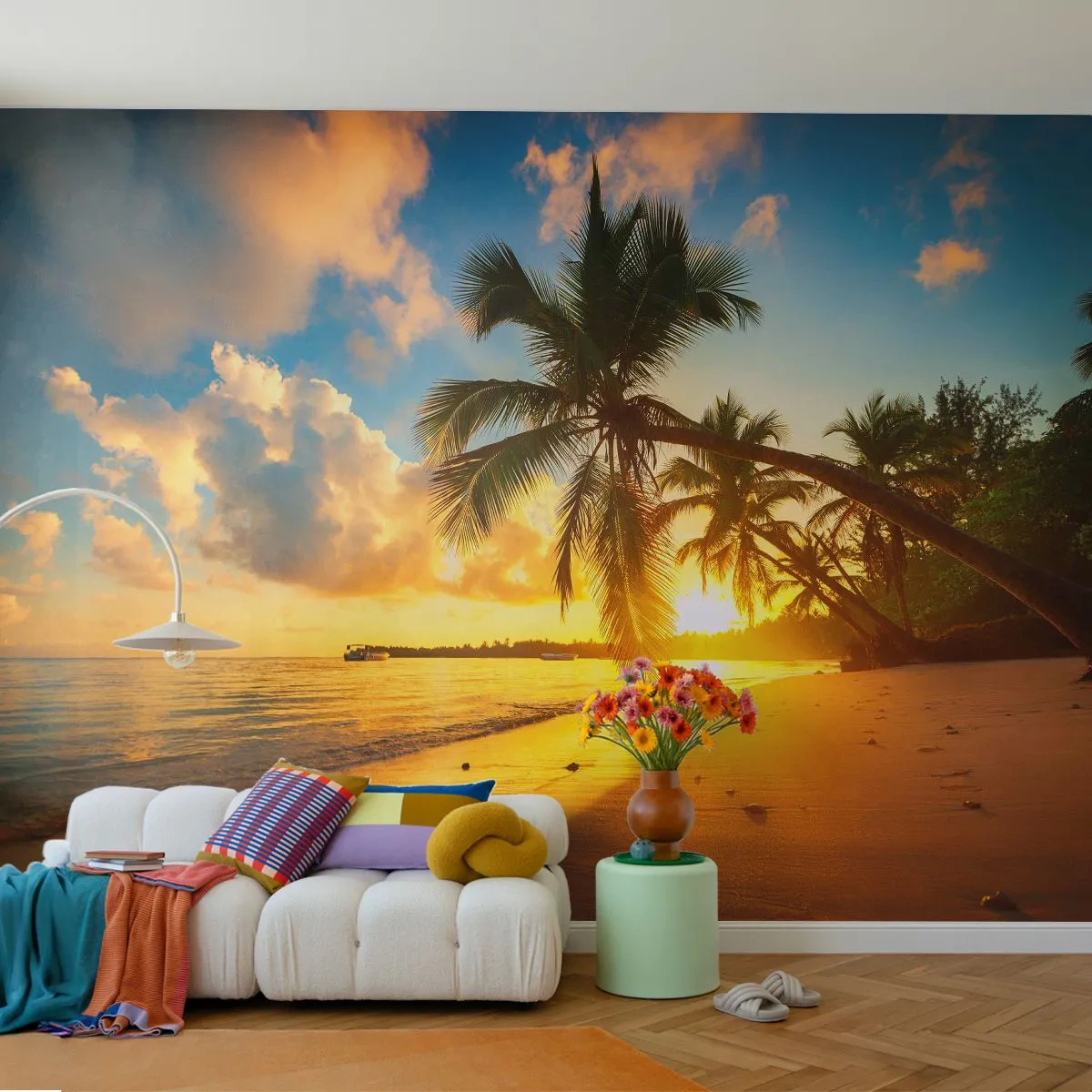 Tapet Autoadeziv Deluxe Sticker - Visul din Caraibe - Peisaj, Palmier de nuca de cocos, Mare - 250x175 cm