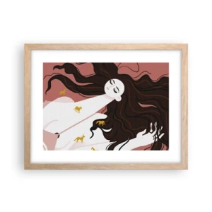 Poster în ramă de stejar deschis - Visul despre calul de aur - 40x30 cm
