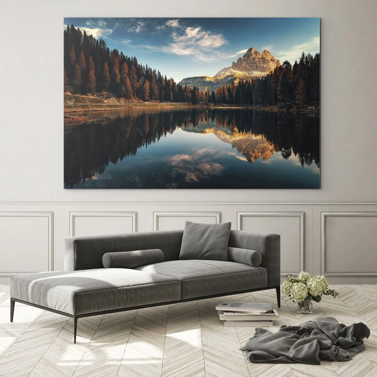 Tablou pe sticlă - Peisaj dublu - 70x50cm - Peisaj dublat - Decorațiune modernă pentru perete pentru living și dormitor ARTTOR
